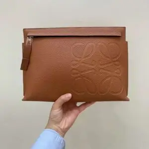 Loewe T Logo Leather Pouch