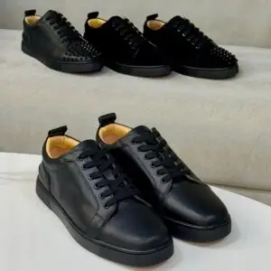 Christian Louboutin Black Leather Louis Flat Shoes